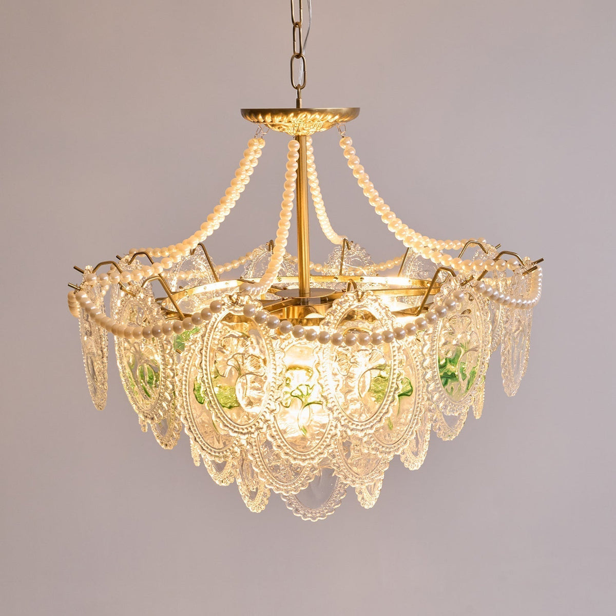 Tiered Glass Bead Chandelier with Polished Gold Hardware – Modern Pendant Ceiling Light | Thomler