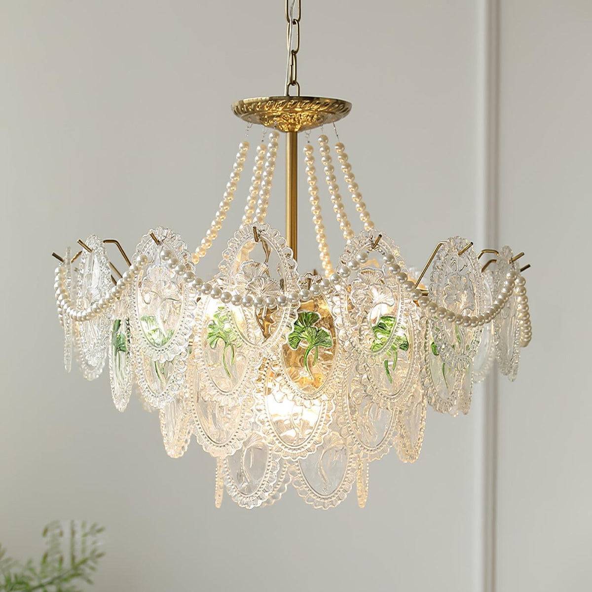 Tiered Glass Bead Chandelier with Polished Gold Hardware – Modern Pendant Ceiling Light | Thomler