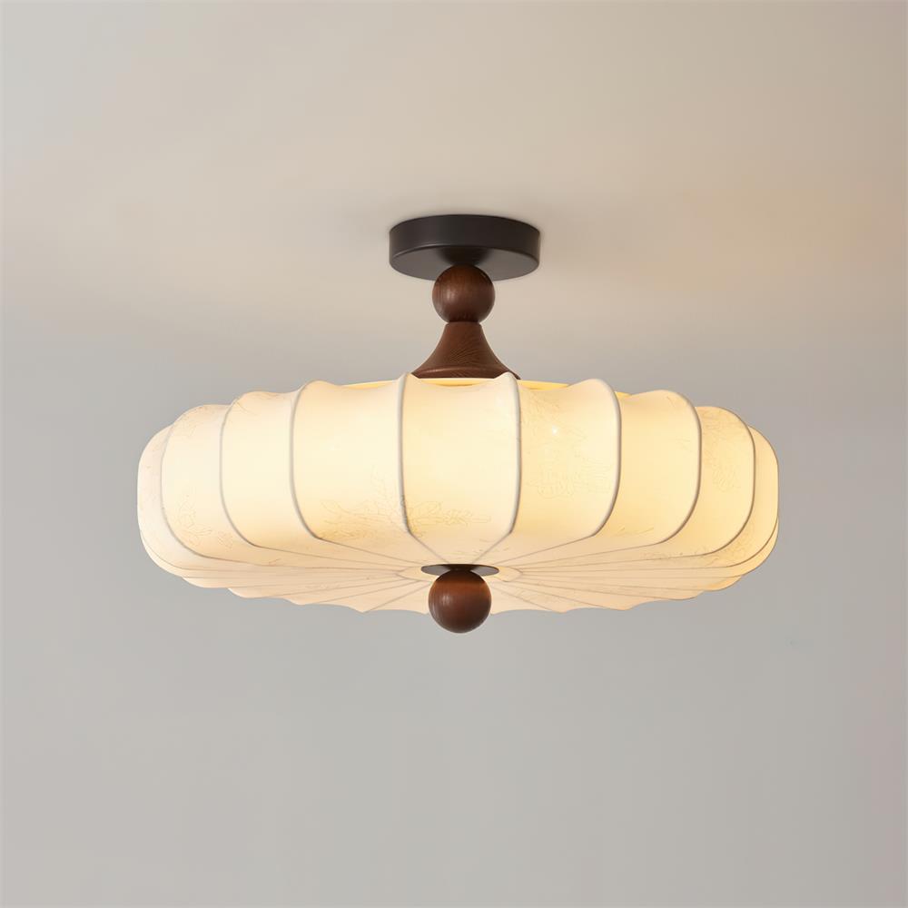 Ceiling Lamp Wood 17.7 in x 11.8 in Black Walnut Indoor Dining Living Room LED Fixture Modern Ambient Lighting | Thomler