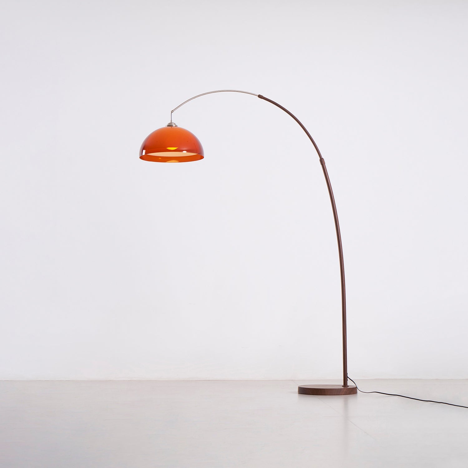 Floor Lamp Metal Arched 65 in Amber Dome Living Room Reading Modern Mid Century Lighting Adjustable Height | Thomler