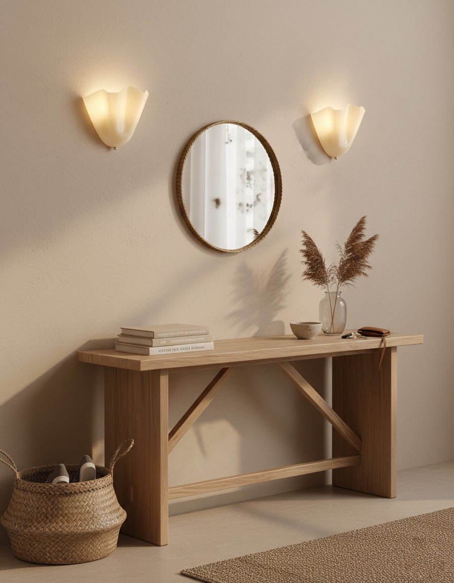 Wall Lamp Glass 11 in Hand Blown Petal Shade Bedroom Hallway Decorative Sconce Lighting Fixture | Thomler