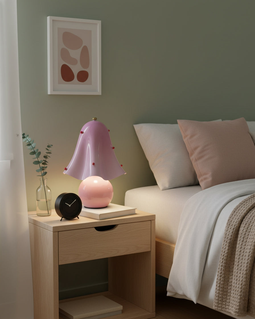 Table Lamp Hand-Blown Glass 12.6 in Indoor Living Room Decorative Accent Light | Thomler