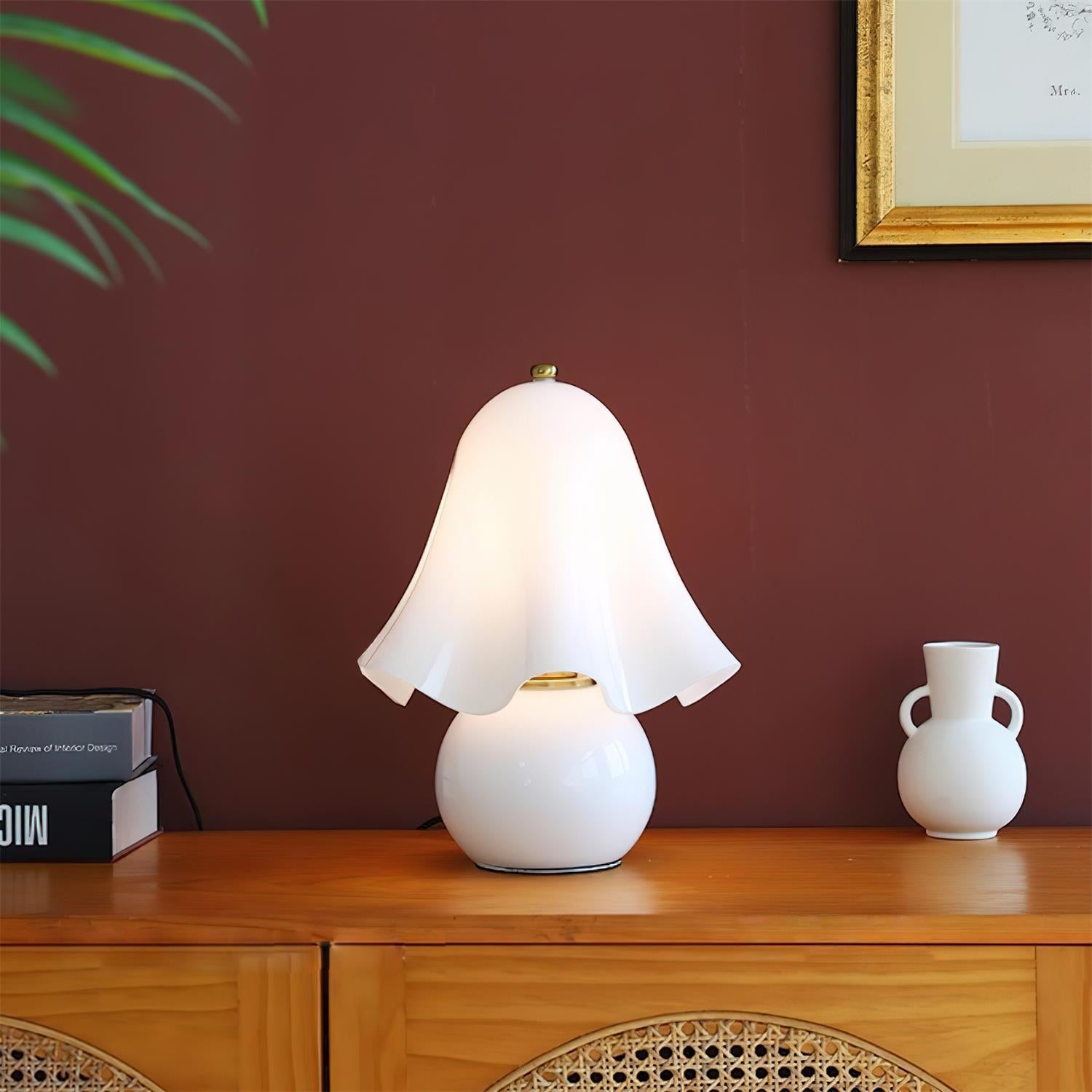 Table Lamp Hand-Blown Glass 12.6 in Indoor Living Room Decorative Accent Light | Thomler