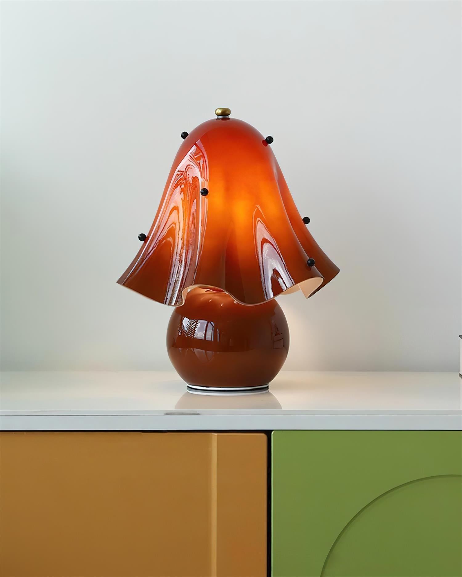 Table Lamp Hand-Blown Glass 12.6 in Indoor Living Room Decorative Accent Light | Thomler