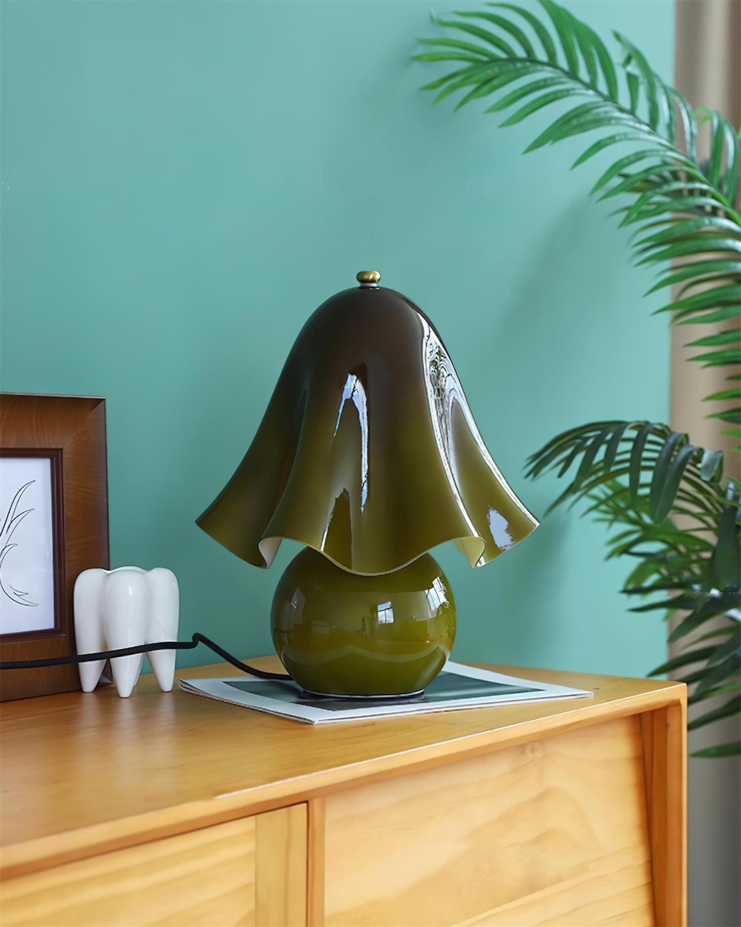 Table Lamp Hand-Blown Glass 12.6 in Indoor Living Room Decorative Accent Light | Thomler