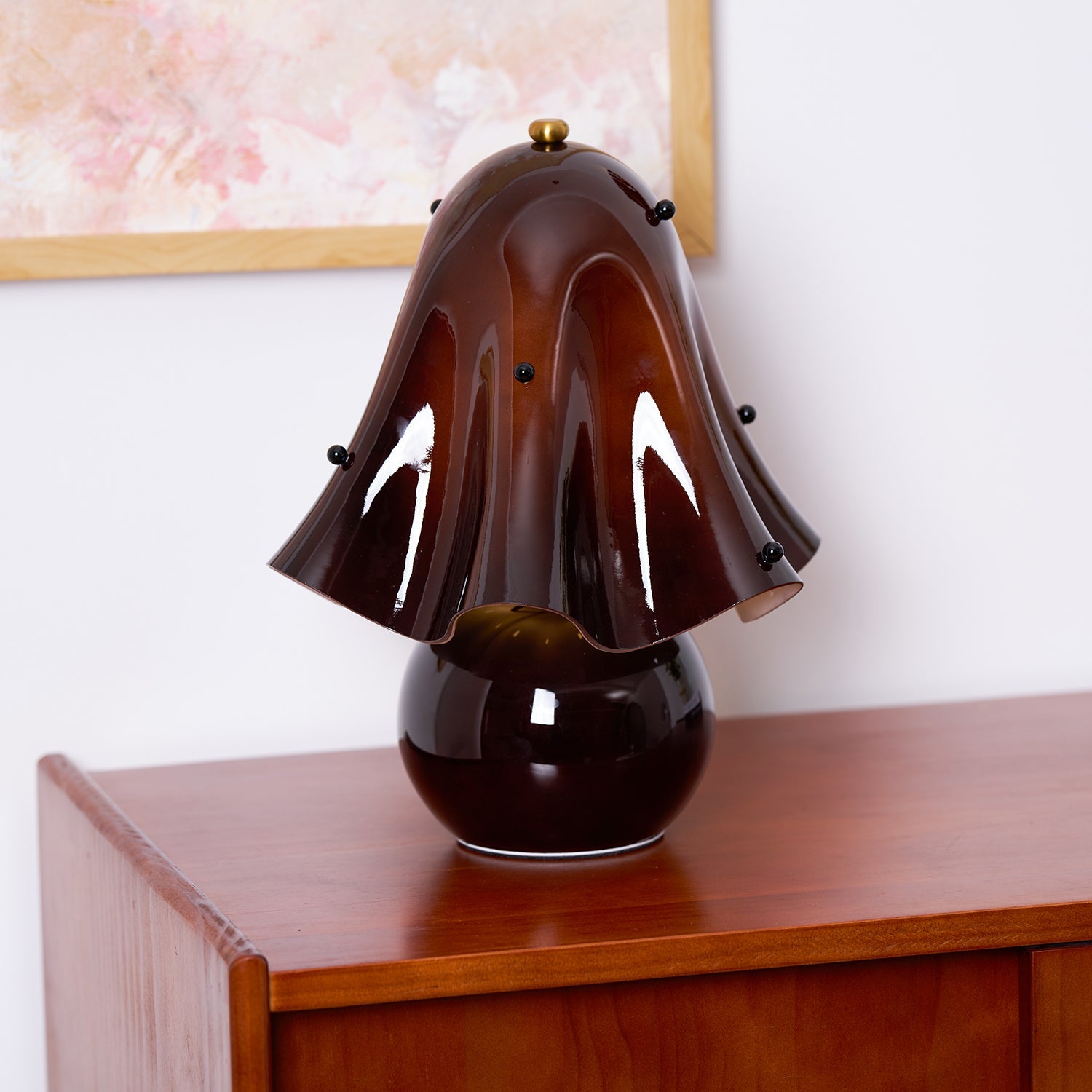 Table Lamp Hand-Blown Glass 12.6 in Indoor Living Room Decorative Accent Light | Thomler