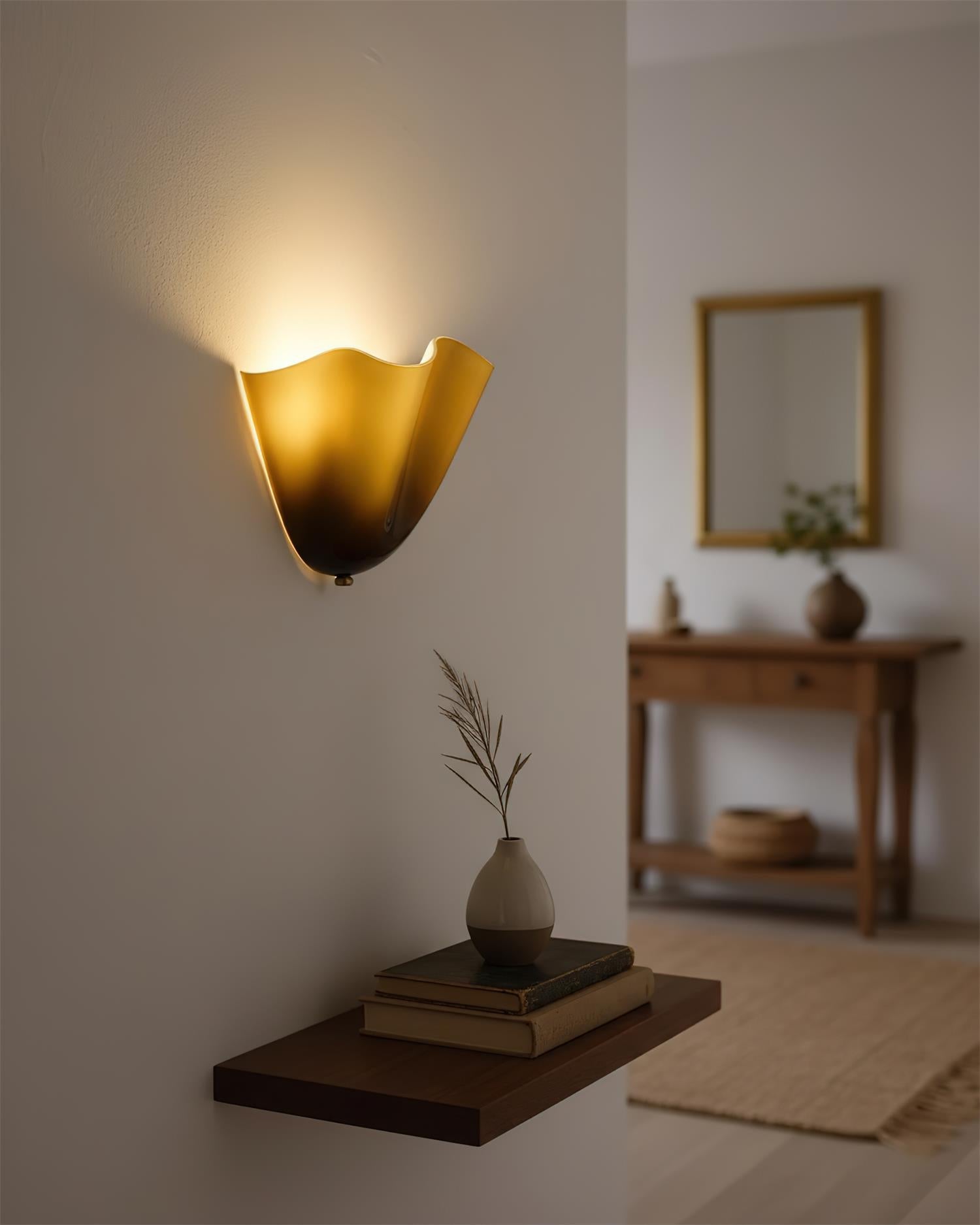 Wall Lamp Glass 11 in Hand Blown Petal Shade Bedroom Hallway Decorative Sconce Lighting Fixture | Thomler