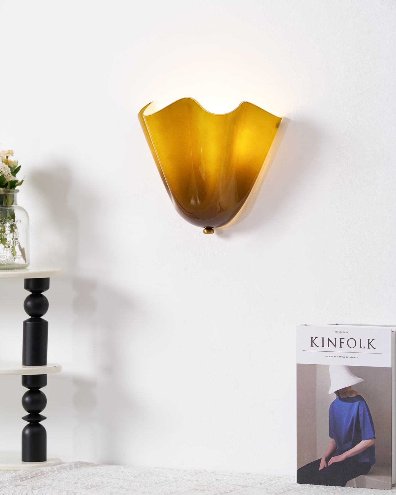 Wall Light 11 in x 10 in x 5.1 in Indoor Metal Glass LED Fixture Beige Green Brown Amber Home Hallway Bedroom Living Room Decorative Lighting | Thomler