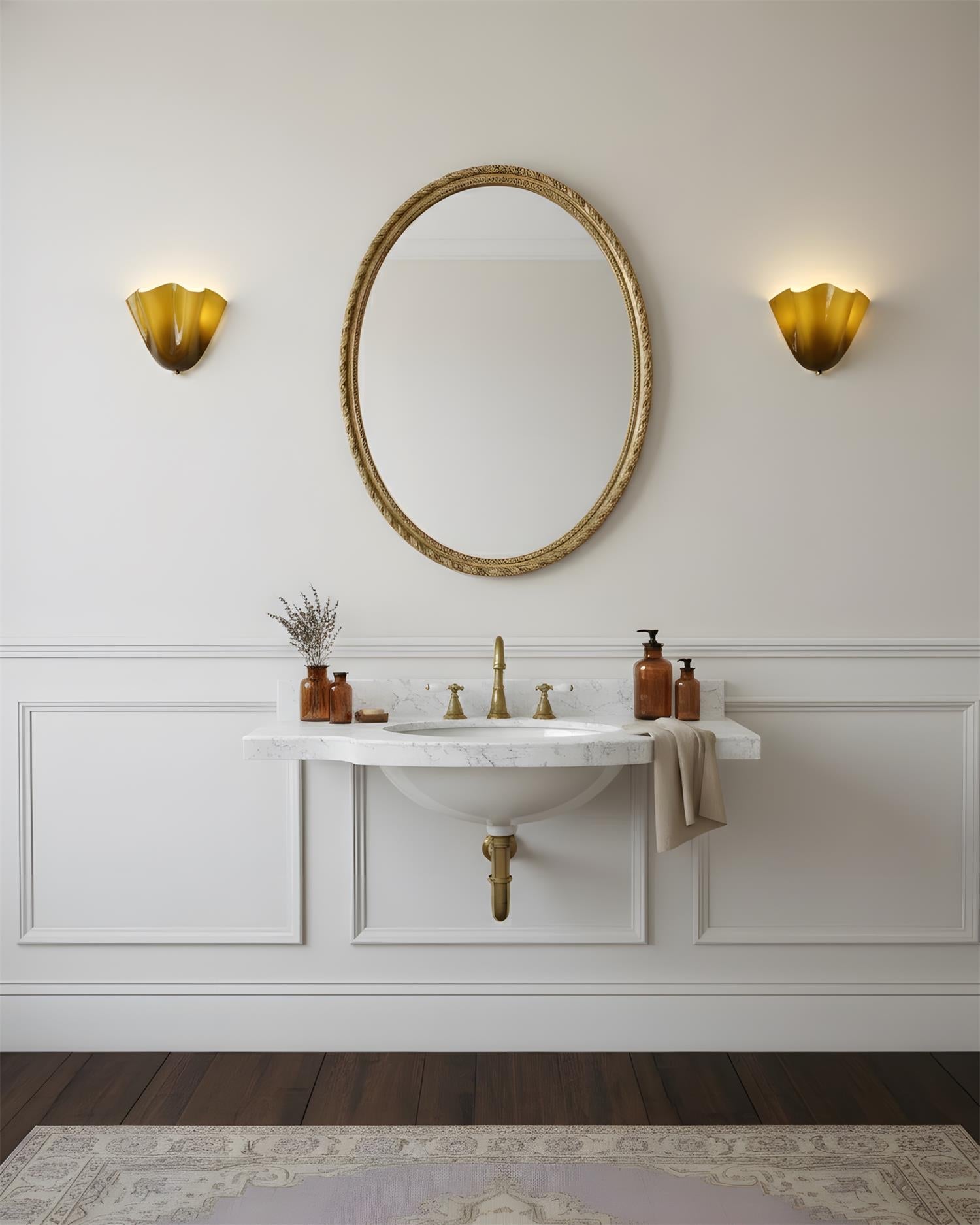 Wall Lamp Glass 11 in Hand Blown Petal Shade Bedroom Hallway Decorative Sconce Lighting Fixture | Thomler