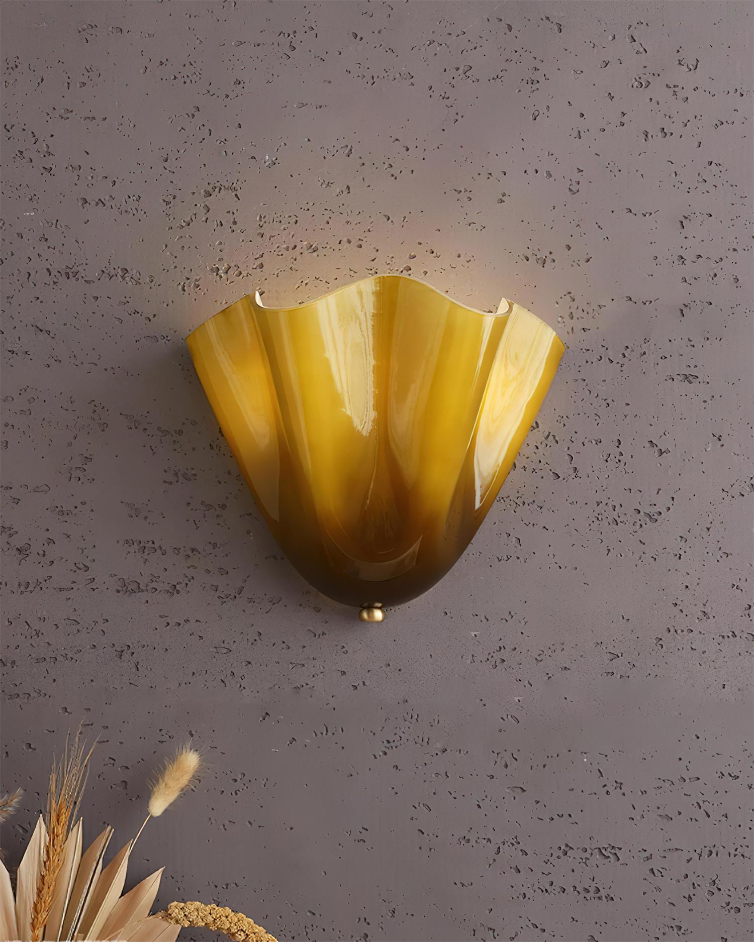 Wall Lamp Glass 11 in Hand Blown Petal Shade Bedroom Hallway Decorative Sconce Lighting Fixture | Thomler