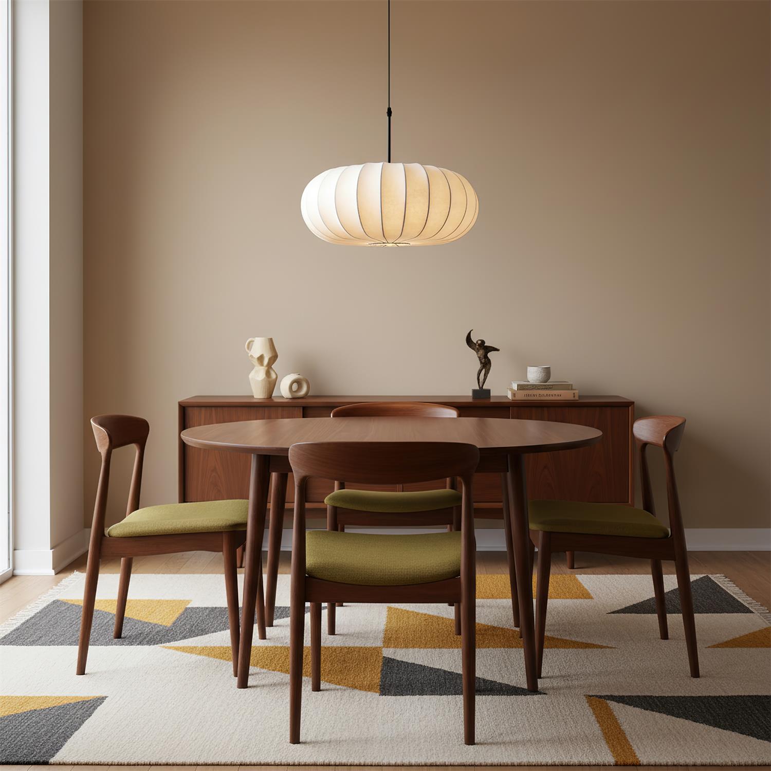 Pendant Light Fabric Shade 19.6 in Adjustable Ceiling Lamp White Black Dining Room Kitchen Island Hanging Light | Thomler