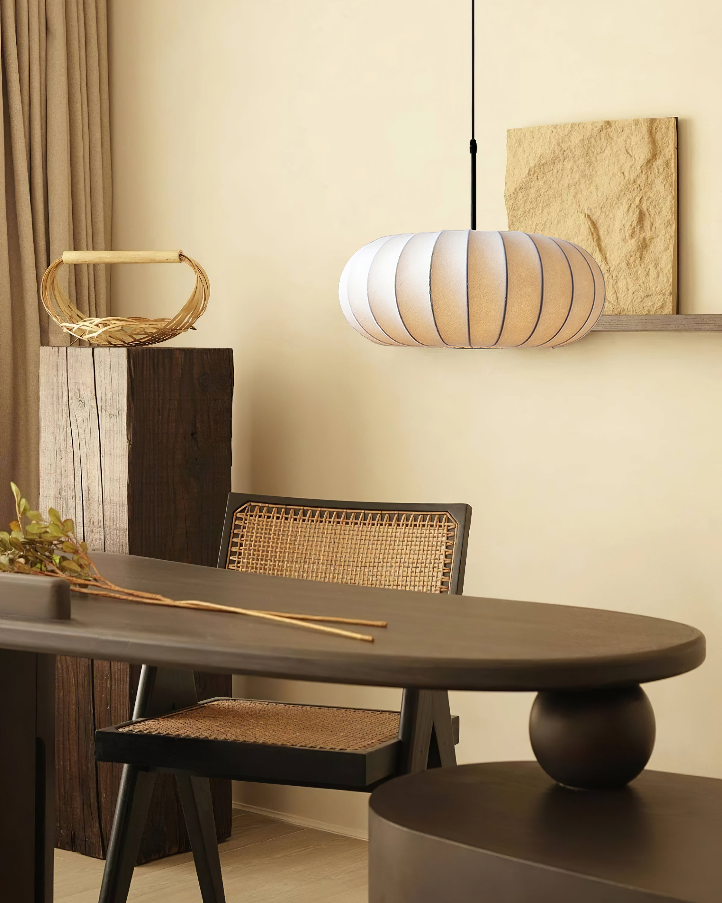Pendant Light Fabric Shade 19.6 in Adjustable Ceiling Lamp White Black Dining Room Kitchen Island Hanging Light | Thomler