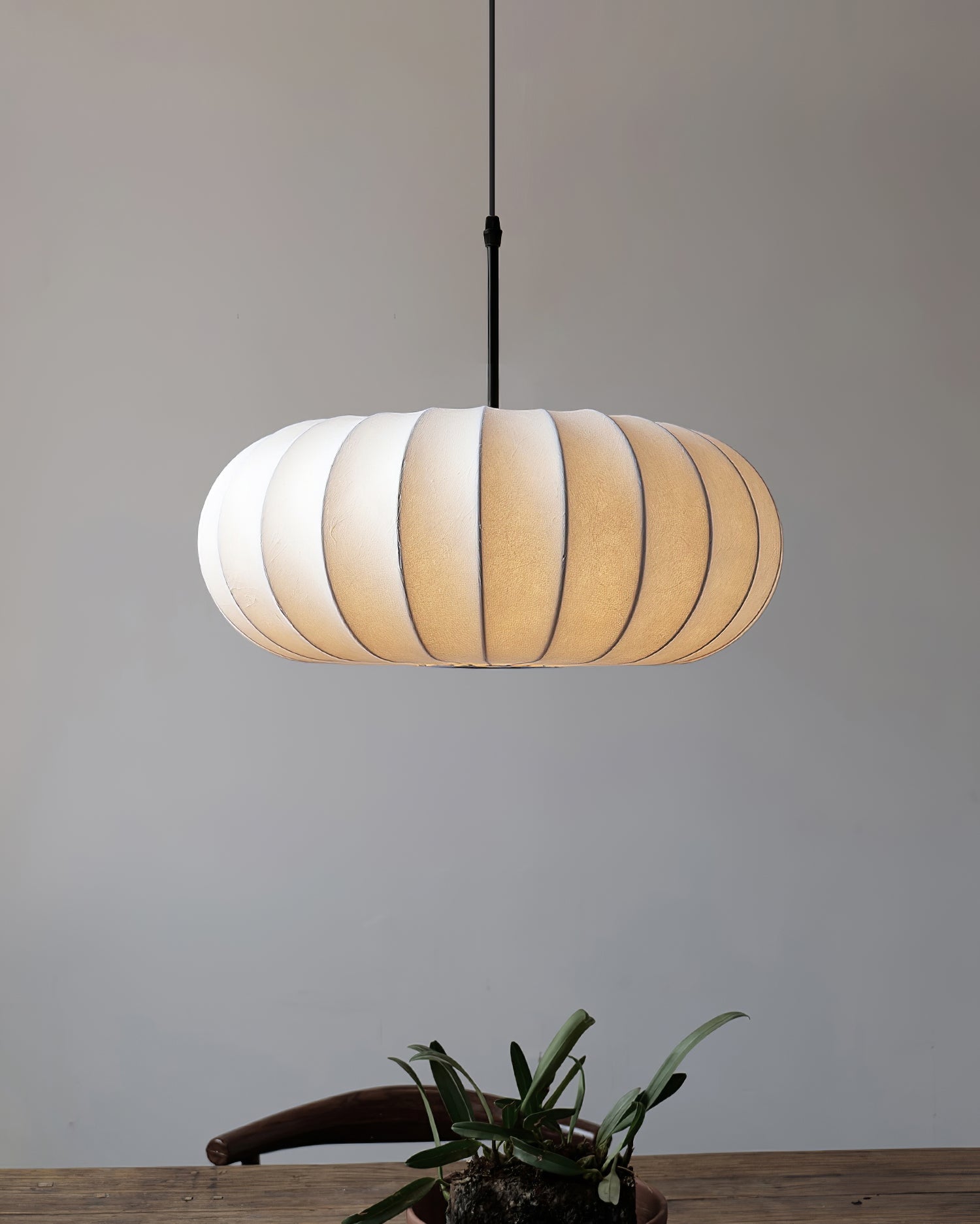 Pendant Lamp Fabric Shade 11.8 in White Rustic Living Room Dining Ceiling Light | Thomler