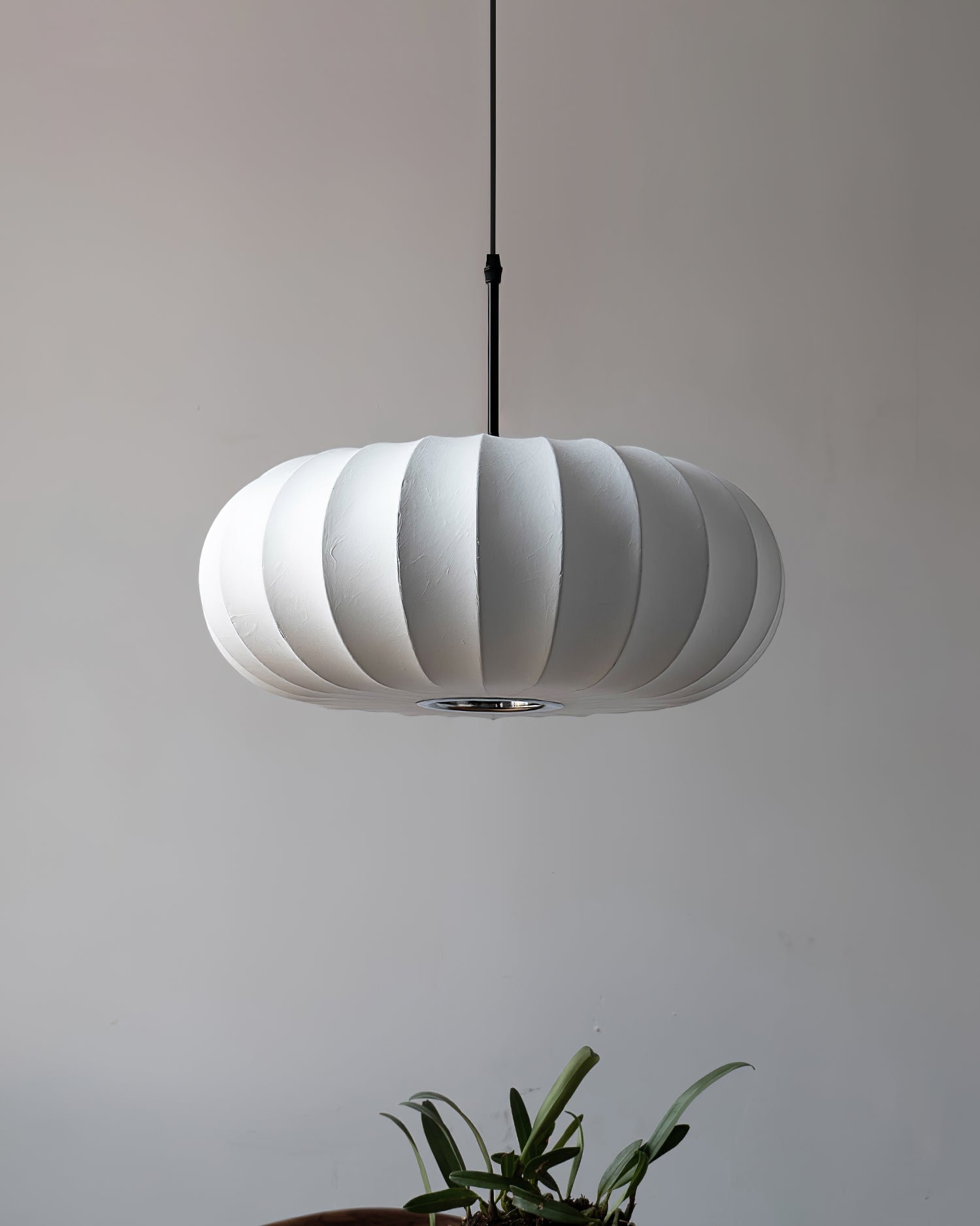 Pendant Lamp Fabric Shade 11.8 in White Rustic Living Room Dining Ceiling Light | Thomler