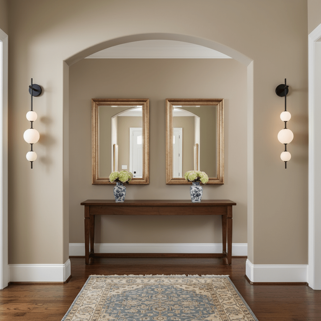 Vertical Glass Globe Wall Lamp 25.6 in LED Brass Indoor Lighting Warm Glow Bedroom Hallway Study Bathroom Sconce | Thomler