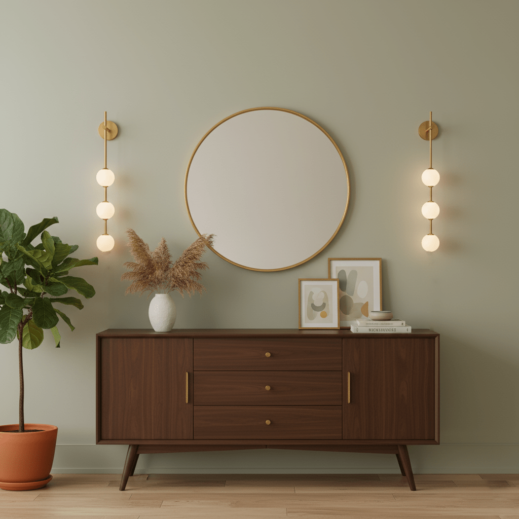 Vertical Glass Globe Wall Lamp 25.6 in LED Brass Indoor Lighting Warm Glow Bedroom Hallway Study Bathroom Sconce | Thomler