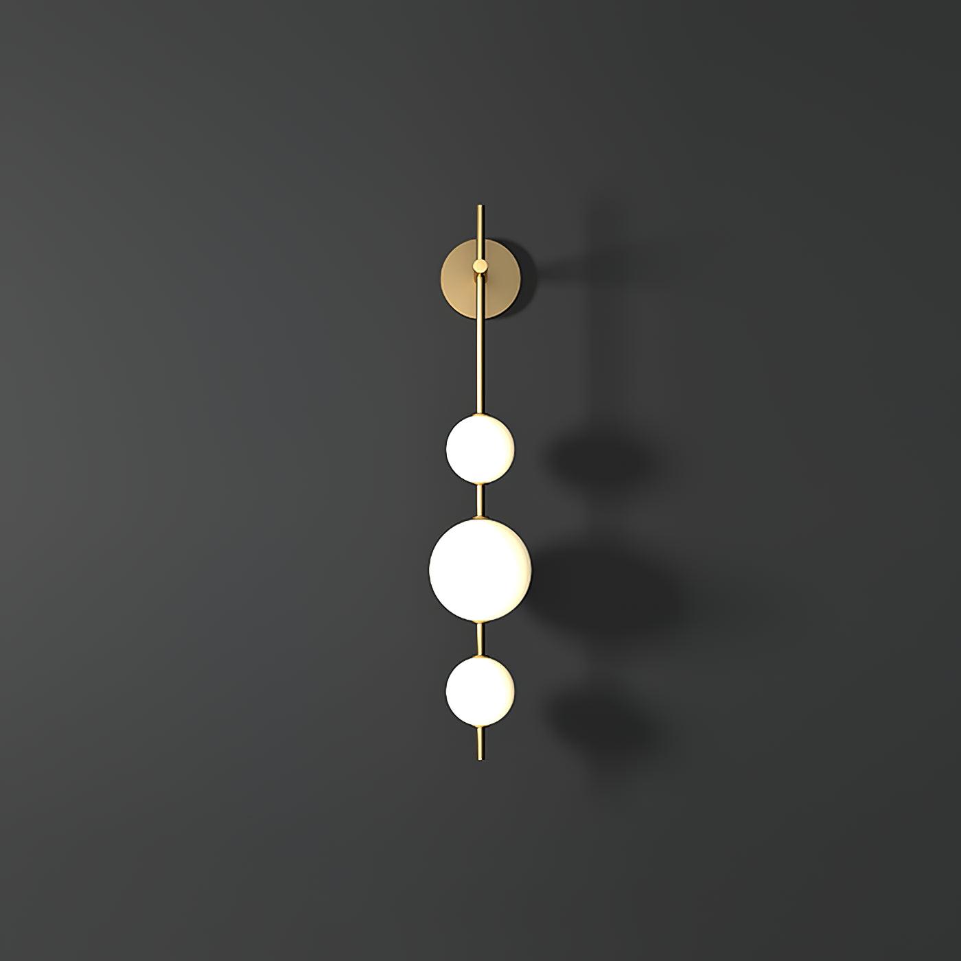 Vertical Glass Globe Wall Lamp 25.6 in LED Brass Indoor Lighting Warm Glow Bedroom Hallway Study Bathroom Sconce | Thomler
