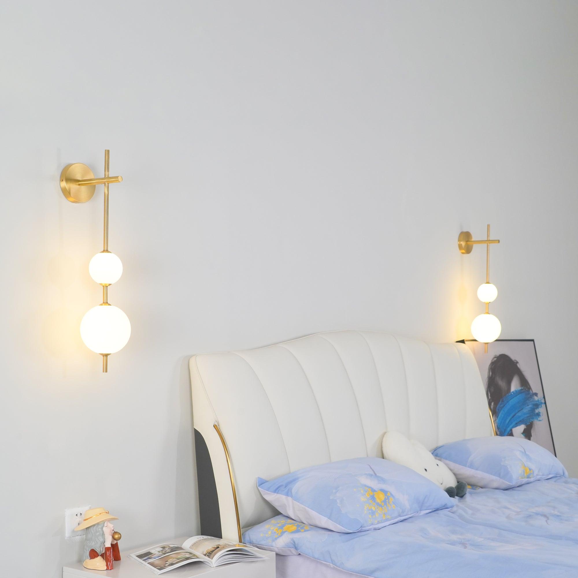 Vertical Glass Globe Wall Lamp 25.6 in LED Brass Indoor Lighting Warm Glow Bedroom Hallway Study Bathroom Sconce | Thomler