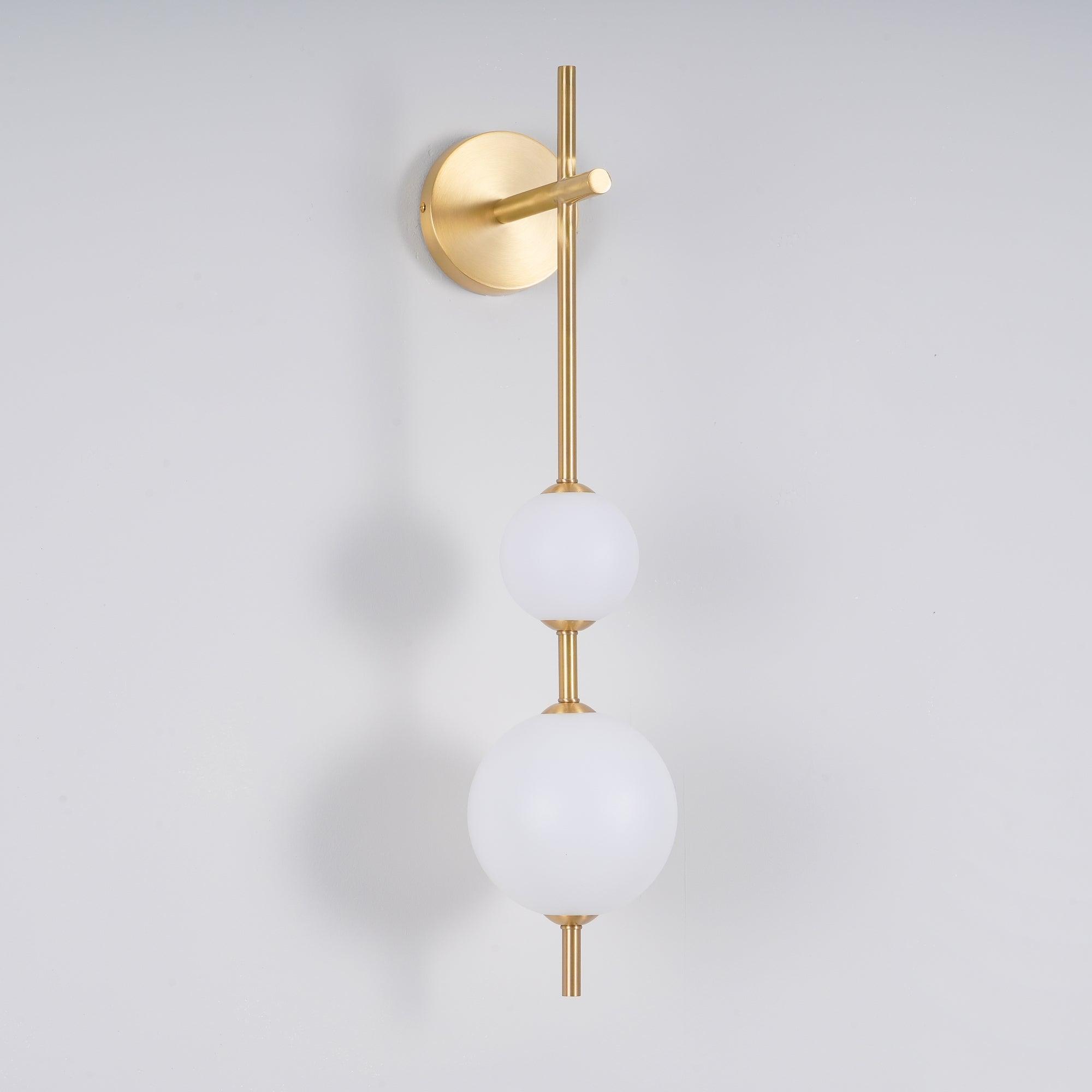 Vertical Glass Globe Wall Lamp 25.6 in LED Brass Indoor Lighting Warm Glow Bedroom Hallway Study Bathroom Sconce | Thomler