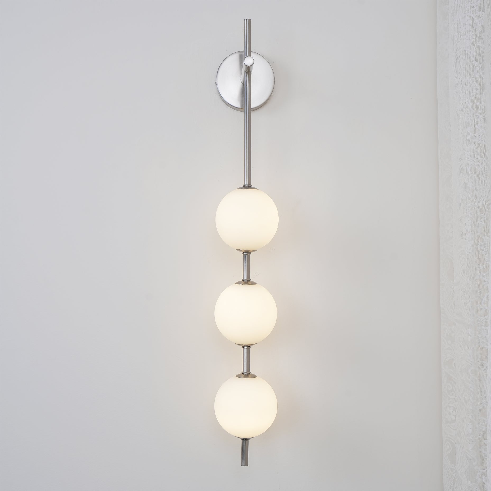 Vertical Glass Globe Wall Lamp 25.6 in LED Brass Indoor Lighting Warm Glow Bedroom Hallway Study Bathroom Sconce | Thomler