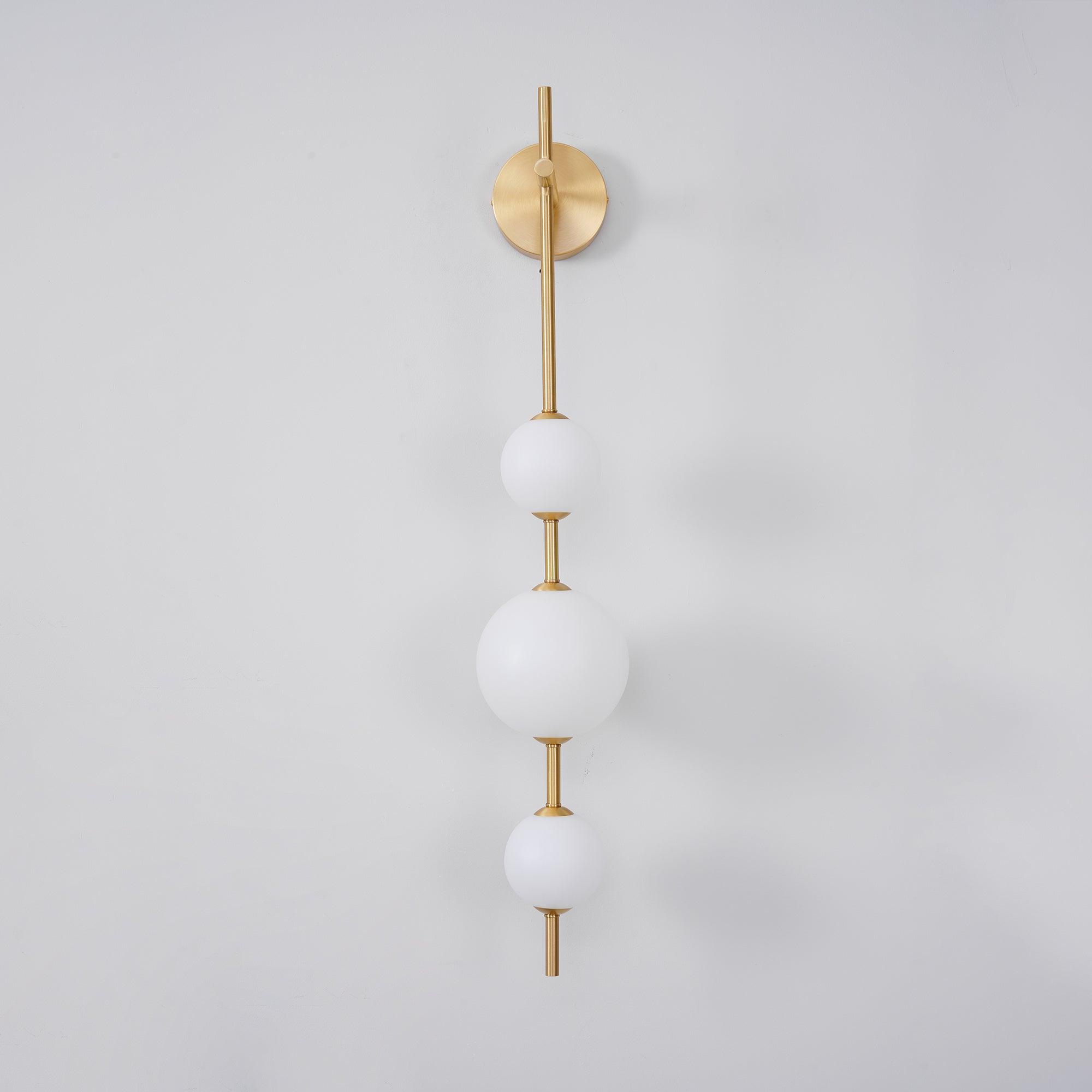Vertical Glass Globe Wall Lamp 25.6 in LED Brass Indoor Lighting Warm Glow Bedroom Hallway Study Bathroom Sconce | Thomler