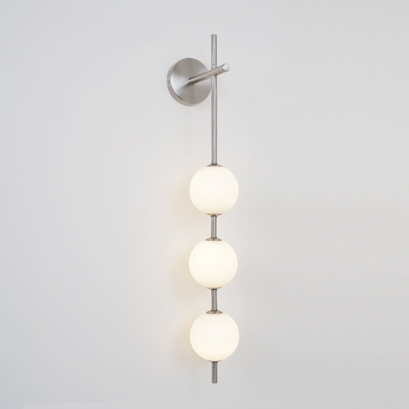 Vertical Glass Globe Wall Lamp 25.6 in LED Brass Indoor Lighting Warm Glow Bedroom Hallway Study Bathroom Sconce | Thomler