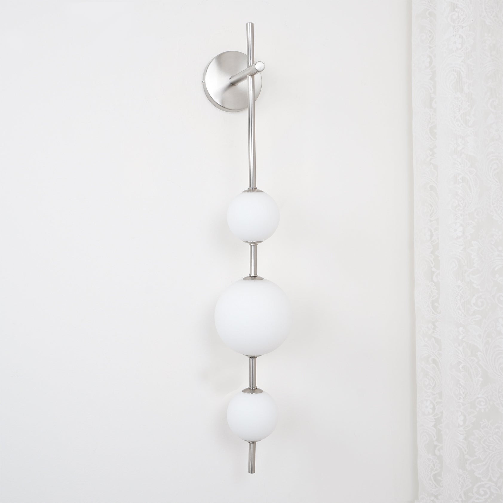 Vertical Glass Globe Wall Lamp 25.6 in LED Brass Indoor Lighting Warm Glow Bedroom Hallway Study Bathroom Sconce | Thomler