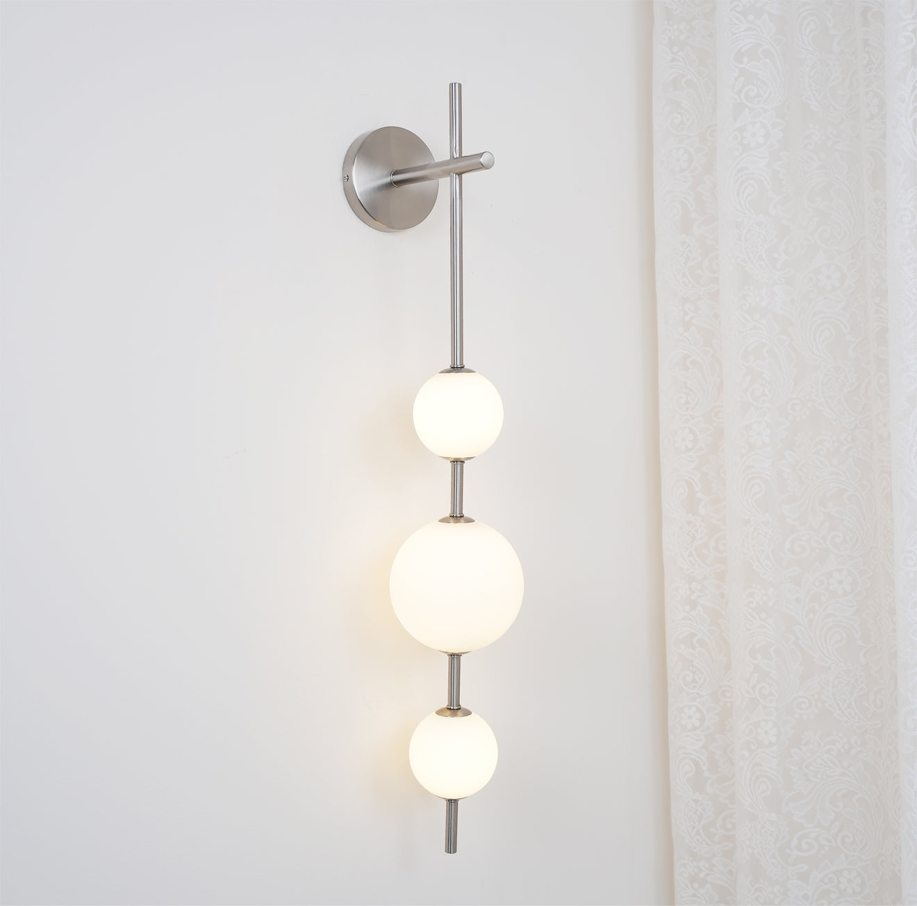 Vertical Glass Globe Wall Lamp 25.6 in LED Brass Indoor Lighting Warm Glow Bedroom Hallway Study Bathroom Sconce | Thomler