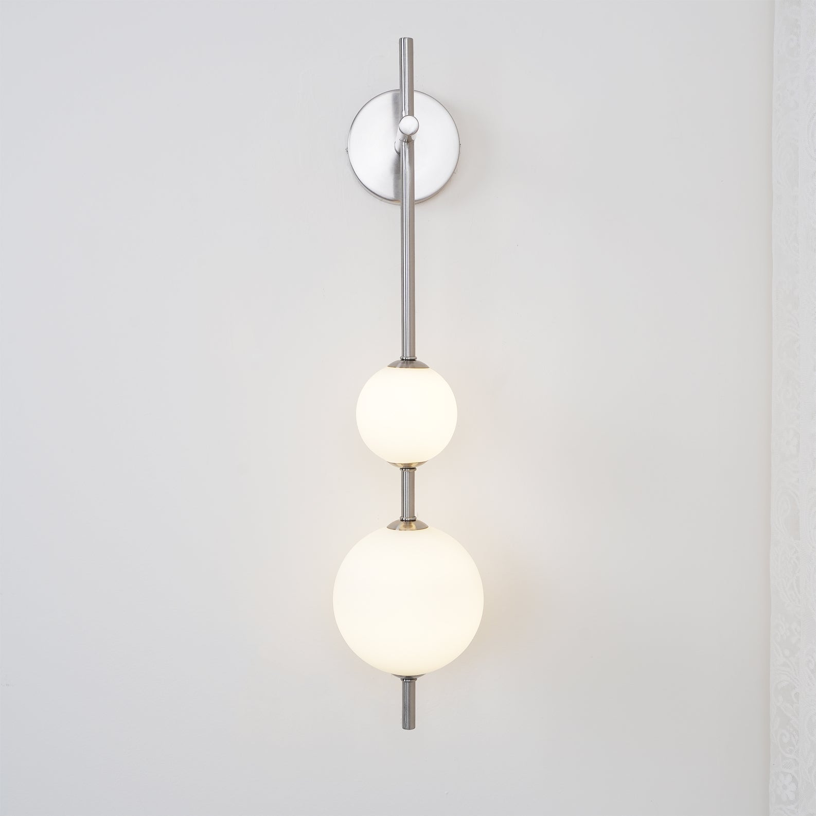 Vertical Glass Globe Wall Lamp 25.6 in LED Brass Indoor Lighting Warm Glow Bedroom Hallway Study Bathroom Sconce | Thomler