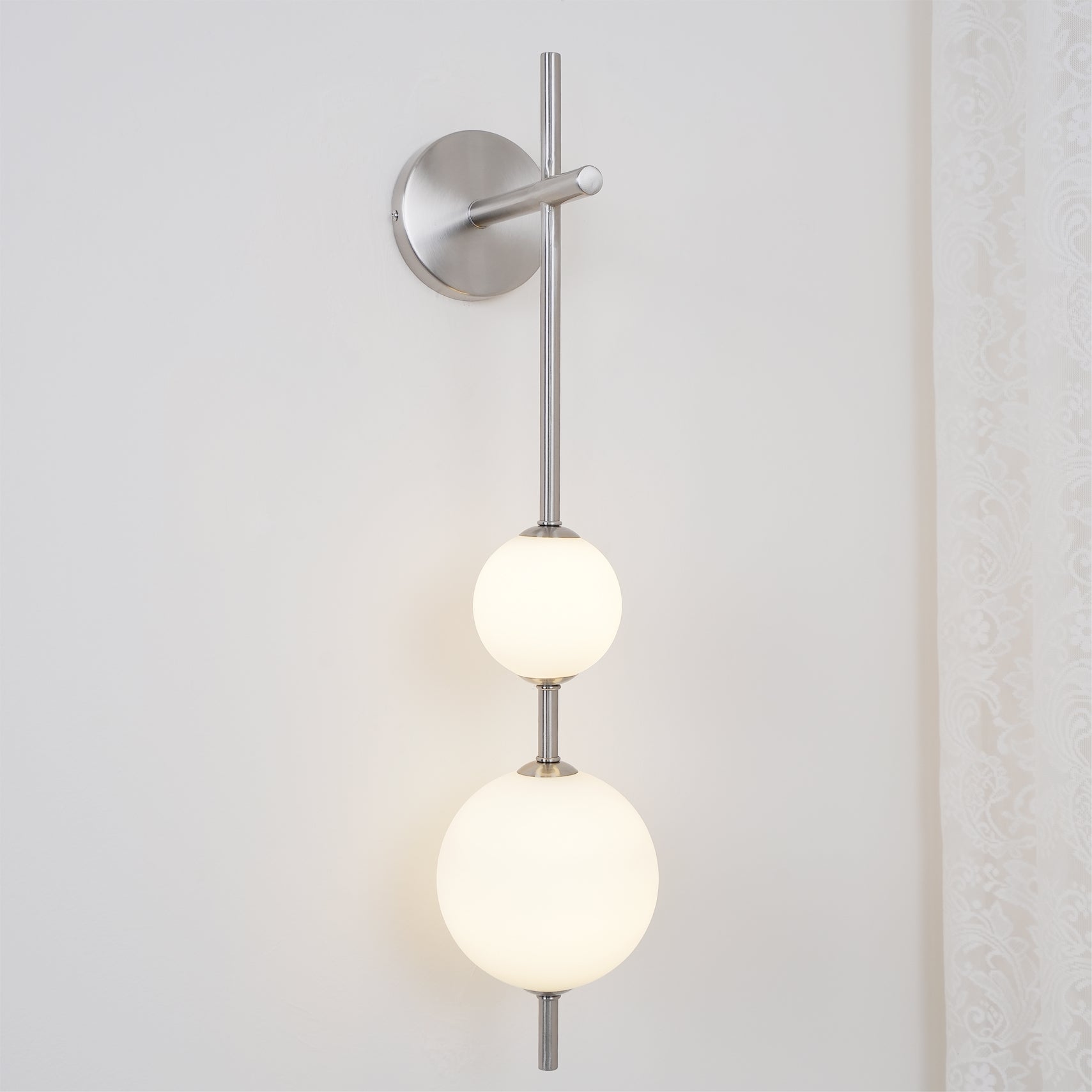 Vertical Glass Globe Wall Lamp 25.6 in LED Brass Indoor Lighting Warm Glow Bedroom Hallway Study Bathroom Sconce | Thomler