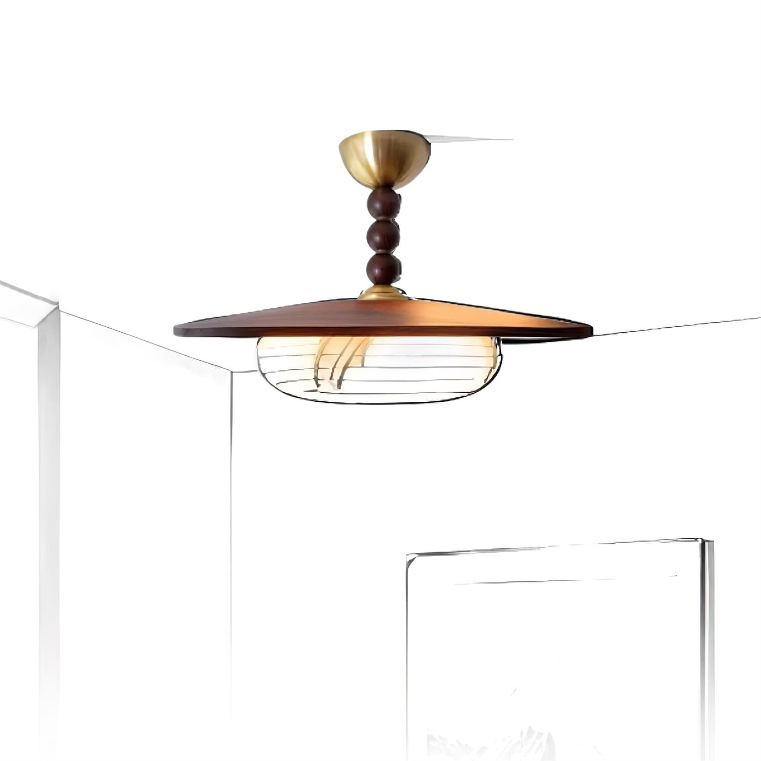 Ceiling Light Wood 14.1 in White Alabaster Dining Room Kitchen Living Room LED Fixture | Thomler