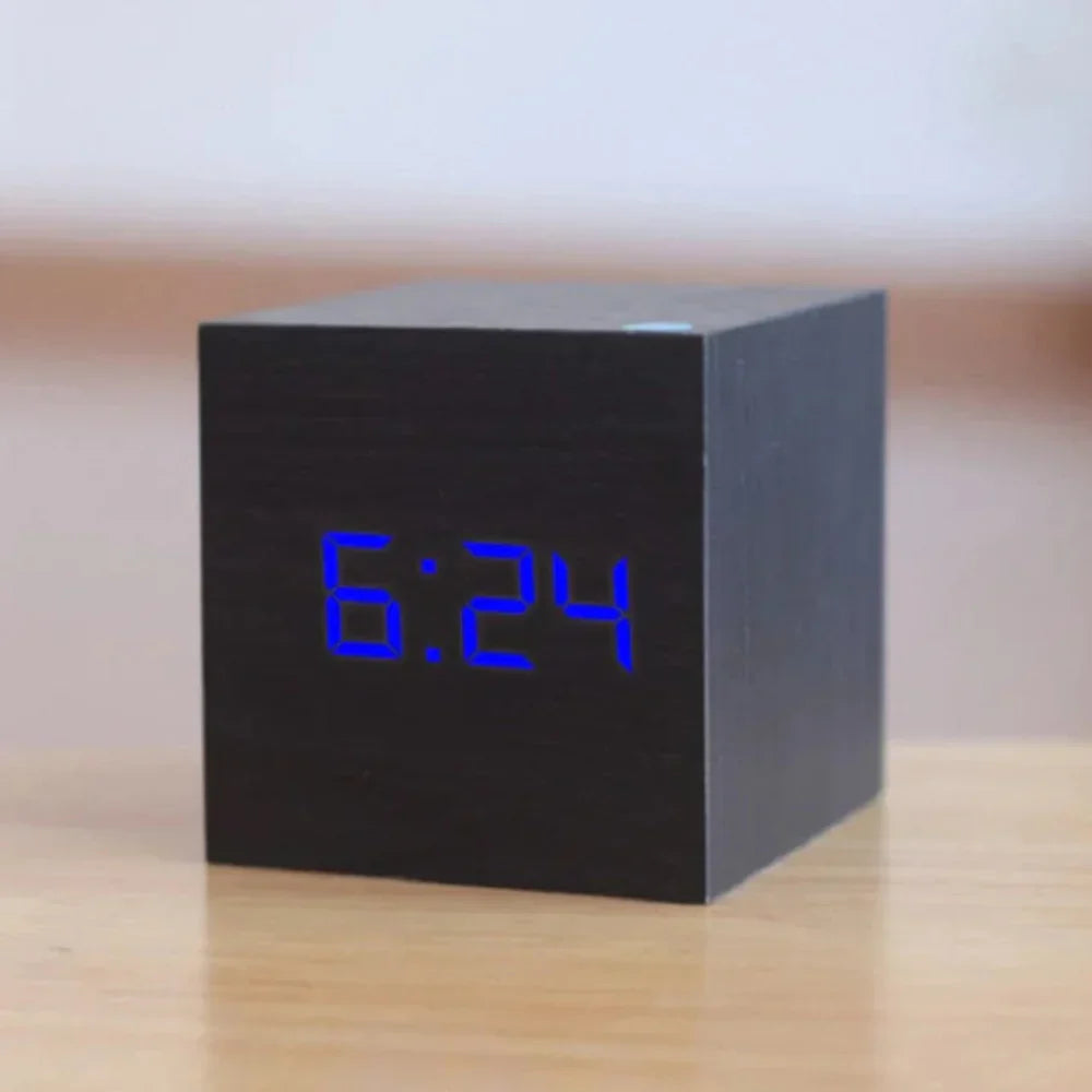 Cube Digital Alarm Clock – Time, Date & Temperature Display with Auto Dim | Thomler