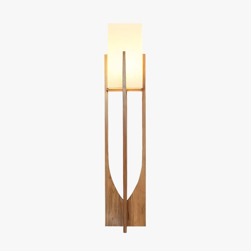 Floor Lamp Wood Fabric Shade 57 in Retro Living Room Bedroom Mid Century Standing Light Ambient Lighting | Thomler