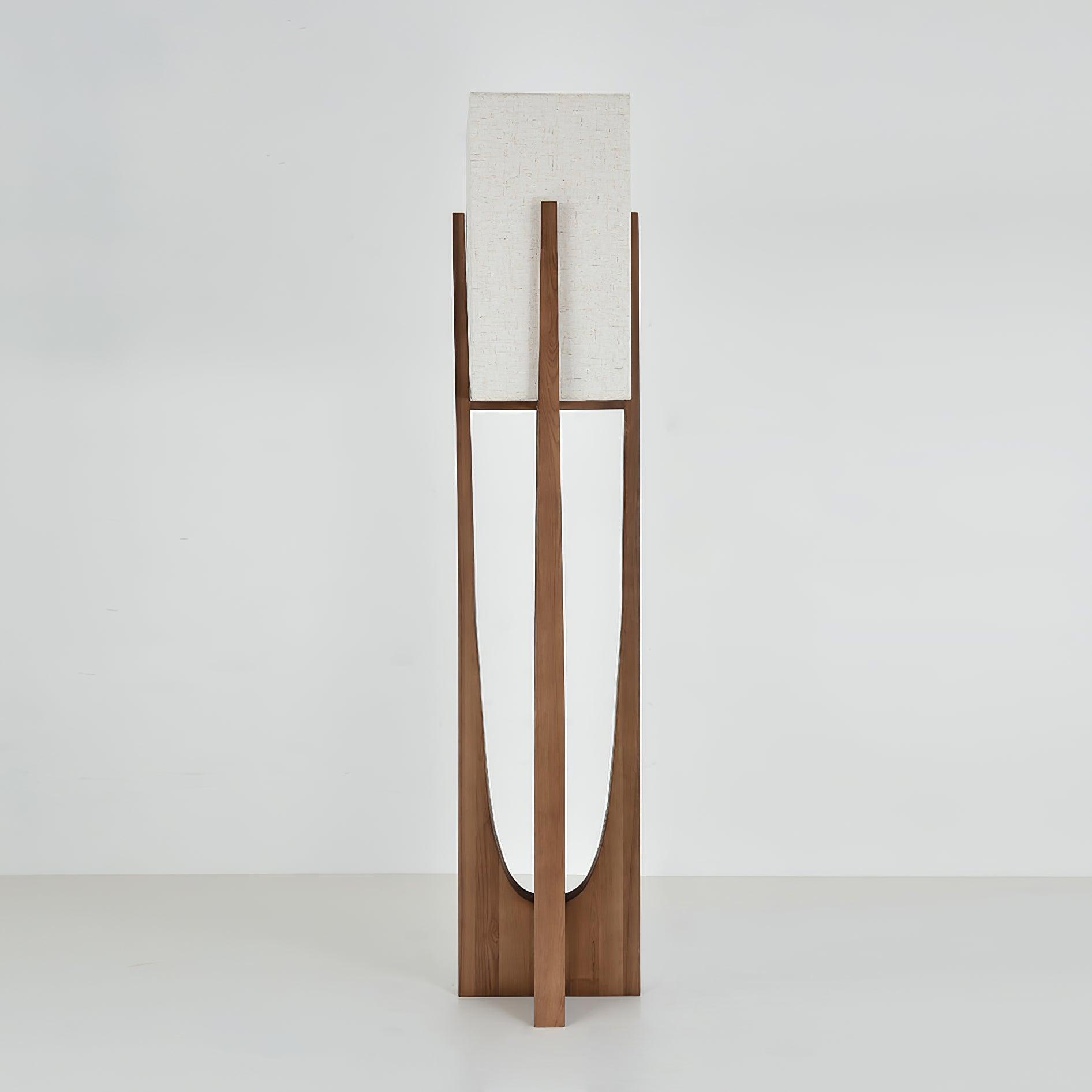 Floor Lamp Wood Fabric Shade 57 in Retro Living Room Bedroom Mid Century Standing Light Ambient Lighting | Thomler