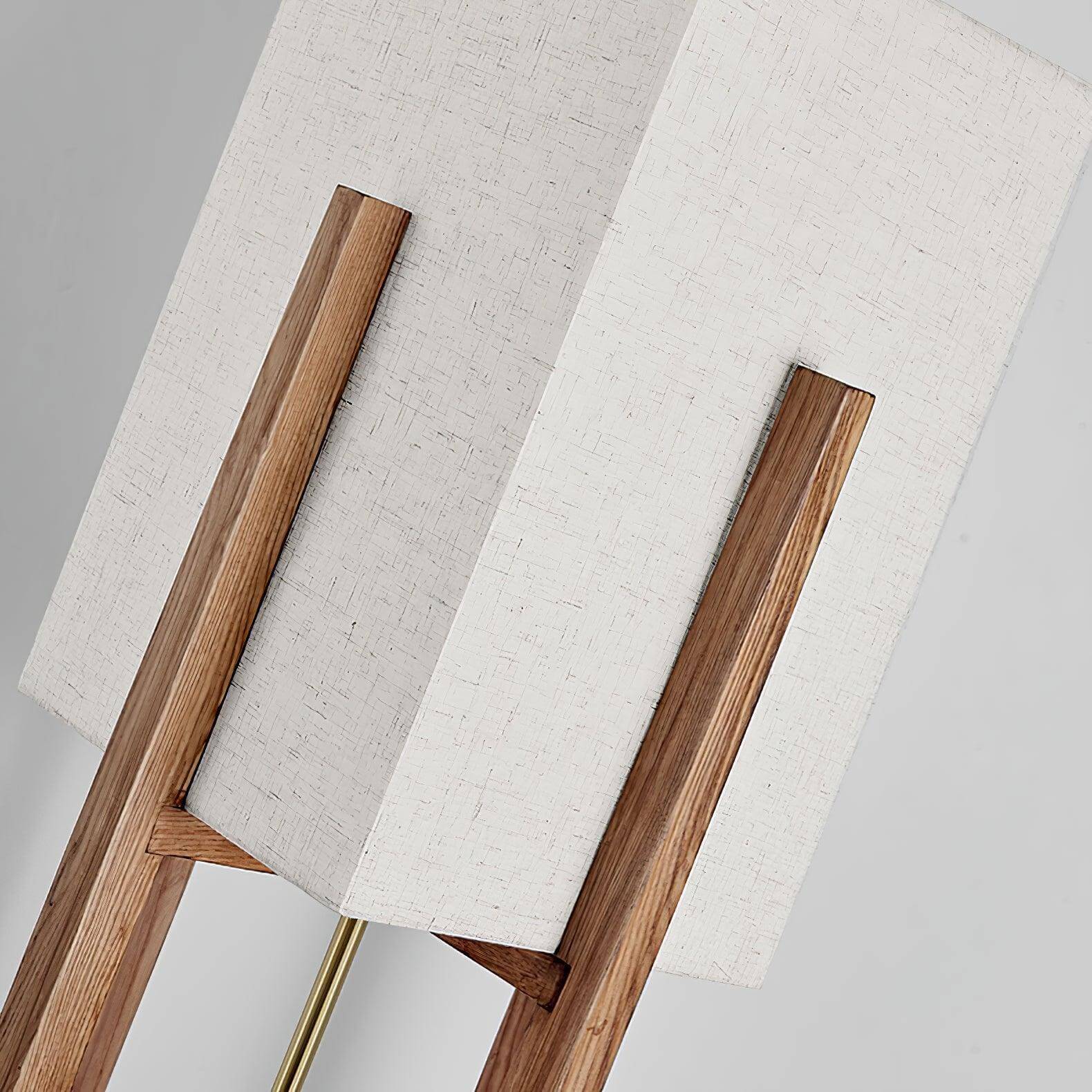 Floor Lamp Wood Fabric Shade 57 in Retro Living Room Bedroom Mid Century Standing Light Ambient Lighting | Thomler