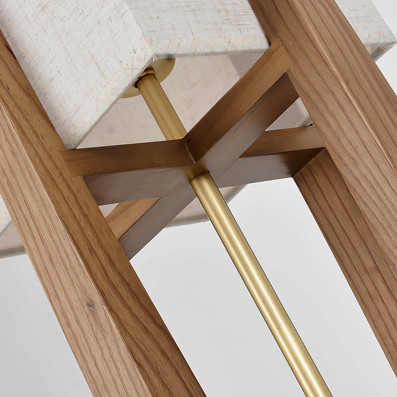 Floor Lamp Wood Fabric Shade 57 in Retro Living Room Bedroom Mid Century Standing Light Ambient Lighting | Thomler