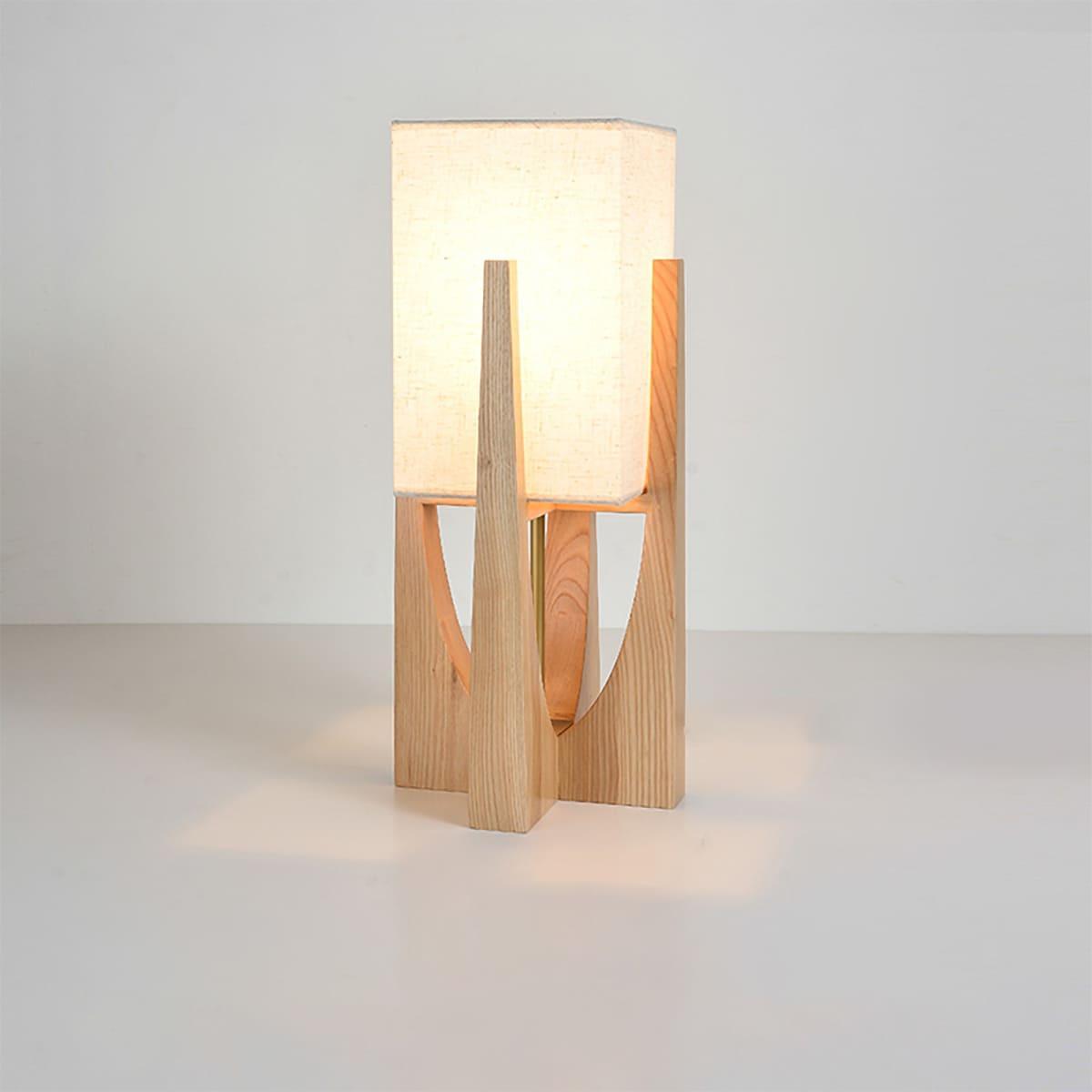 Floor Lamp Wood Fabric Shade 57 in Retro Living Room Bedroom Mid Century Standing Light Ambient Lighting | Thomler