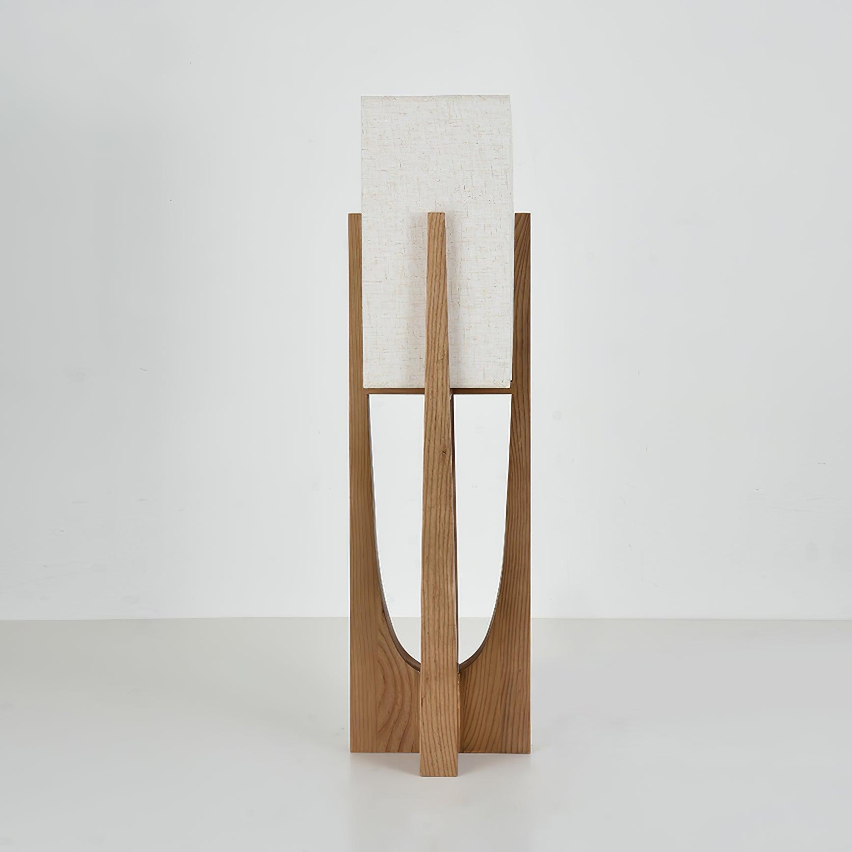Floor Lamp Wood Fabric Shade 57 in Retro Living Room Bedroom Mid Century Standing Light Ambient Lighting | Thomler