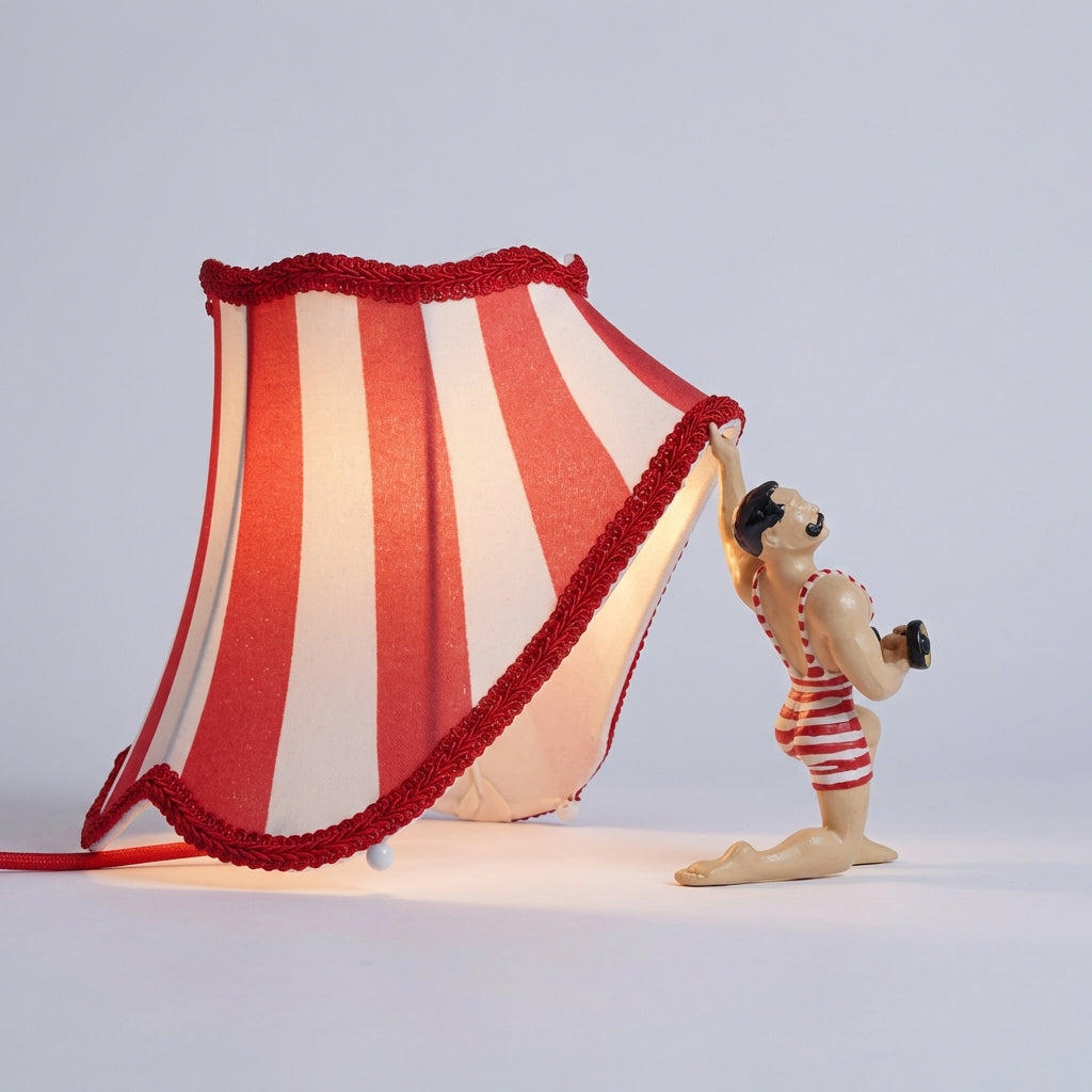 Table Lamp Resin Circus Design 30.0 cm Red White Bedside Desk Vintage Accent Lighting Adjustable Arm E27 | Thomler