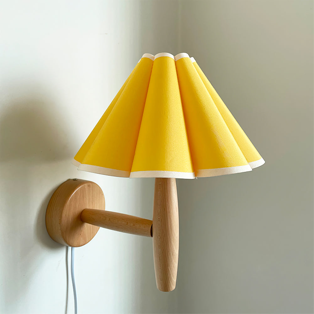 Wall Lamp Wood Fluted 12.2 in Indoor Living Room Bedroom Lighting Adjustable Vintage Style | Thomler