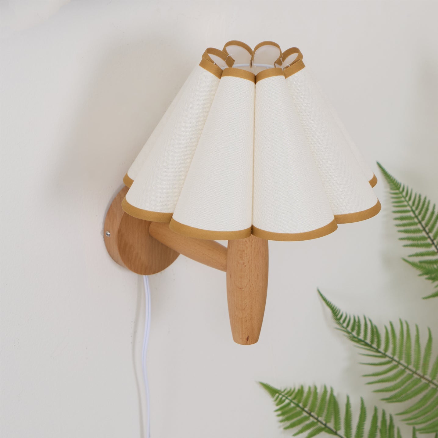 Wall Lamp Wood Fluted 12.2 in Indoor Living Room Bedroom Lighting Adjustable Vintage Style | Thomler
