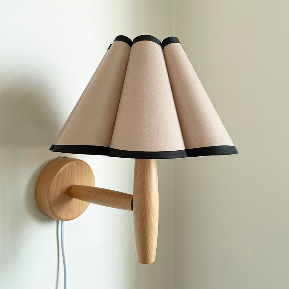 Wall Lamp Wood Fluted 12.2 in Indoor Living Room Bedroom Lighting Adjustable Vintage Style | Thomler
