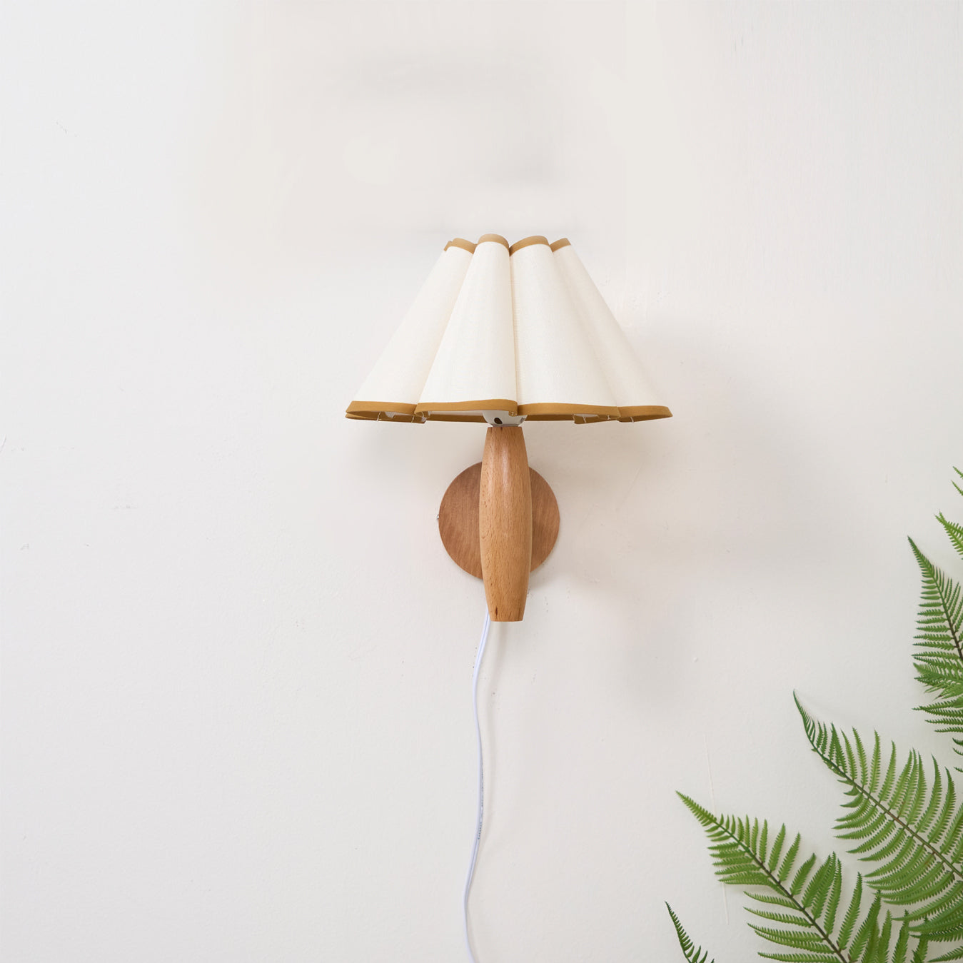 Wall Lamp Wood Fluted 12.2 in Indoor Living Room Bedroom Lighting Adjustable Vintage Style | Thomler