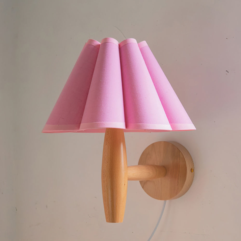 Wall Lamp Wood Fluted 12.2 in Indoor Living Room Bedroom Lighting Adjustable Vintage Style | Thomler