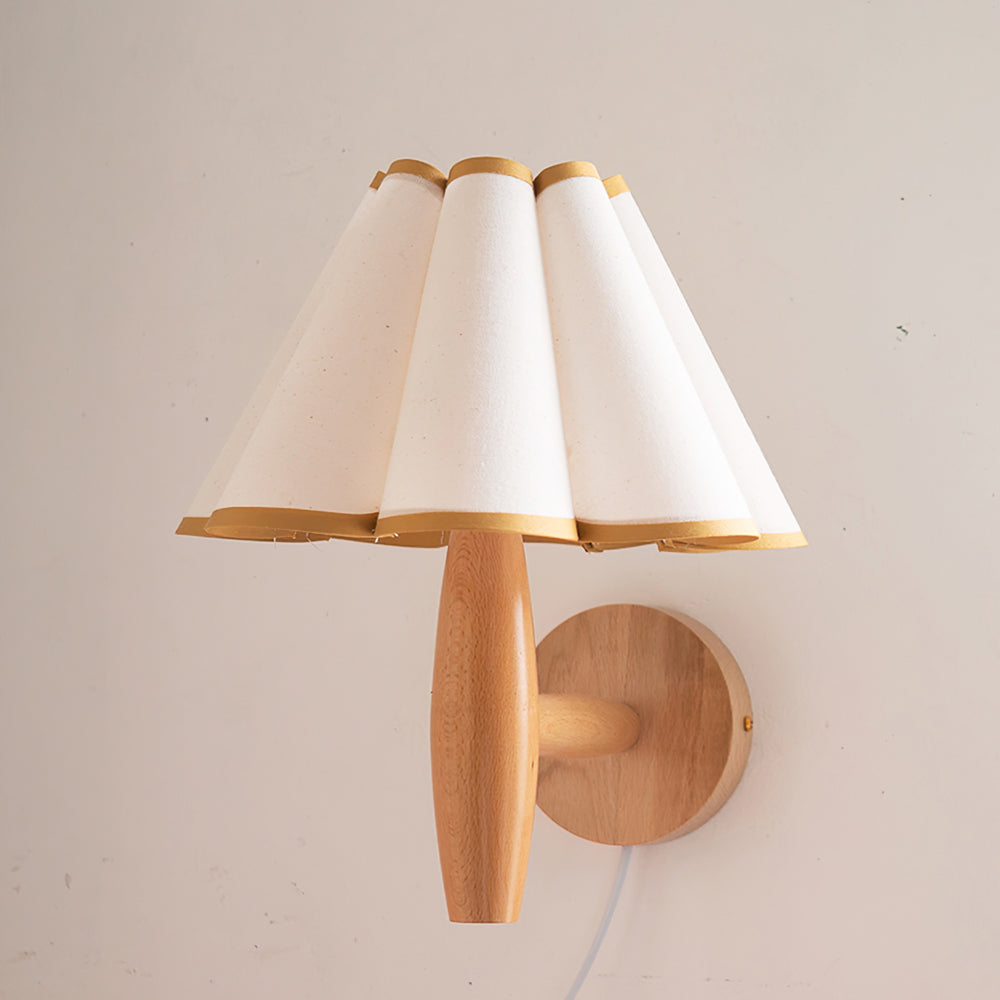 Wall Lamp Wood Fluted 12.2 in Indoor Living Room Bedroom Lighting Adjustable Vintage Style | Thomler