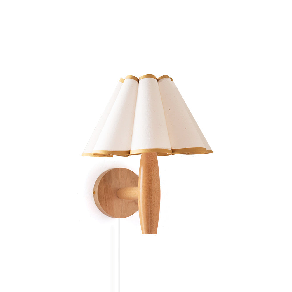 Wall Lamp Wood Fluted 12.2 in Indoor Living Room Bedroom Lighting Adjustable Vintage Style | Thomler