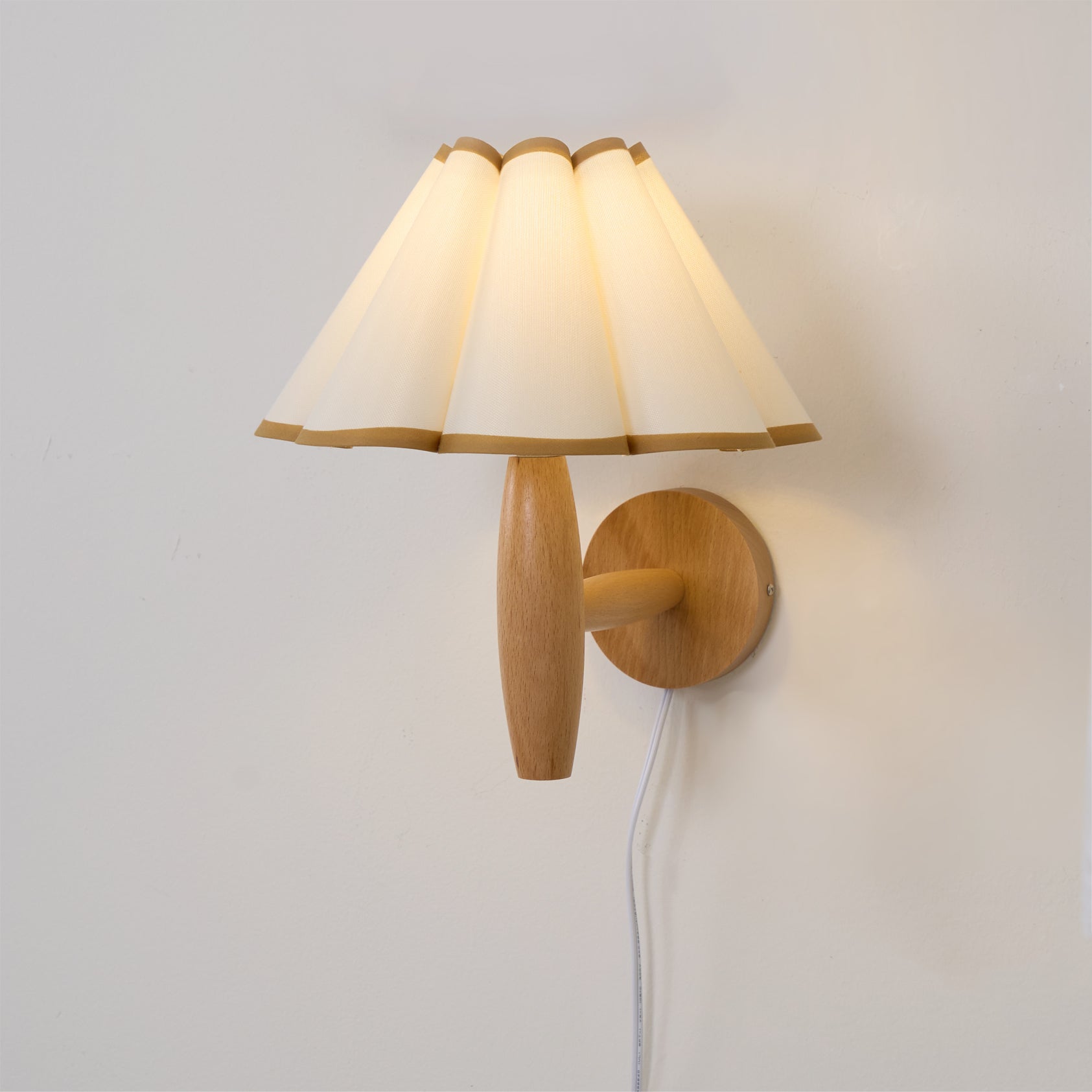 Wall Lamp Wood Fluted 12.2 in Indoor Living Room Bedroom Lighting Adjustable Vintage Style | Thomler