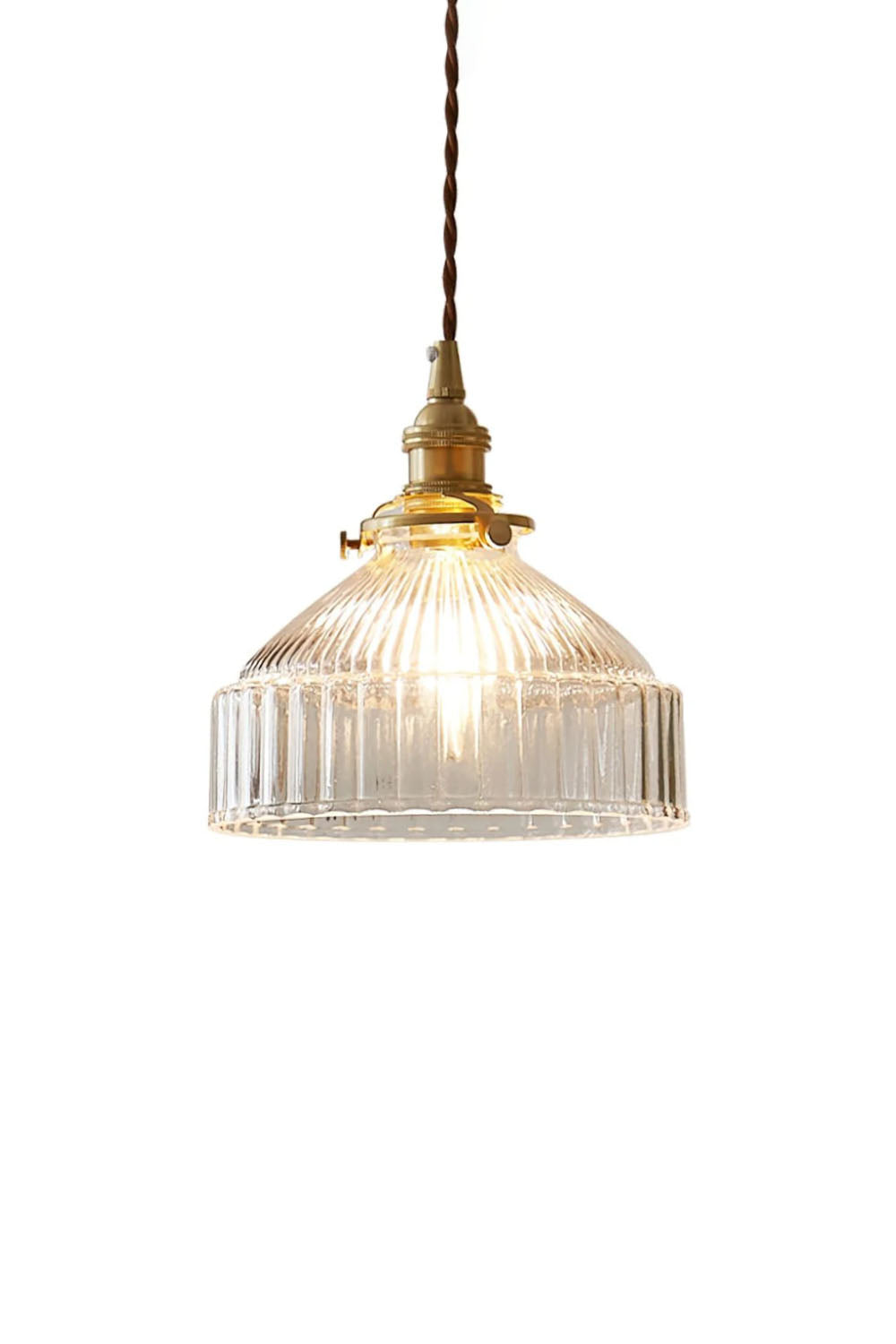 Glass & Brass Pendant Ceiling Light Fixture for Entryway, Bedroom & Living Room – Vintage Style E26 Socket | Thomler