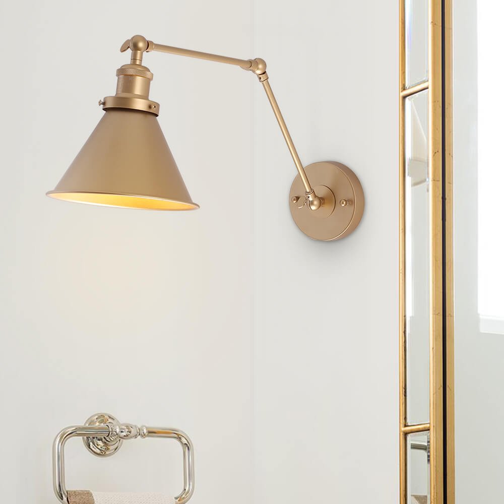 Swing Arm Wall Sconce with Adjustable Reach for Bedside Reading | Industrial Metal Lamp for Bedroom & Living Room | Hardwired E27 Socket | Thomler