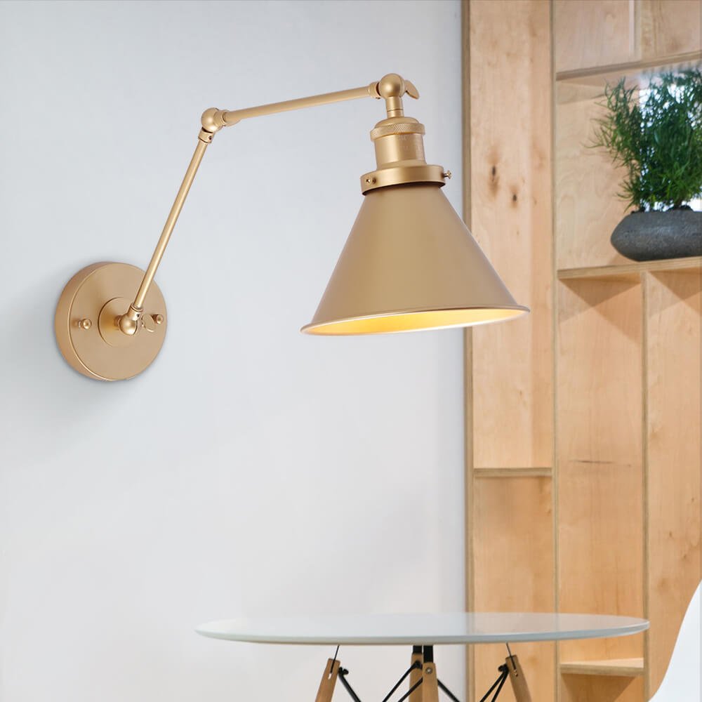 Swing Arm Wall Sconce with Adjustable Reach for Bedside Reading | Industrial Metal Lamp for Bedroom & Living Room | Hardwired E27 Socket | Thomler